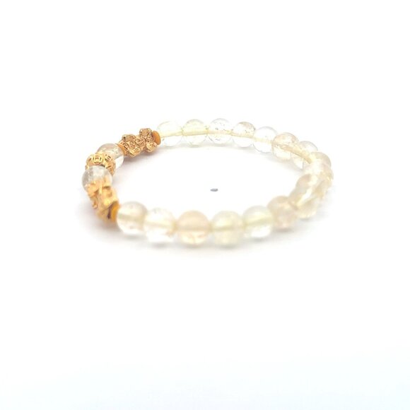 18K Gold Pixiu Piyao Coin Ball Bracelet Gemstone Citrine 6mm November Birthstone - Picture 4 of 5